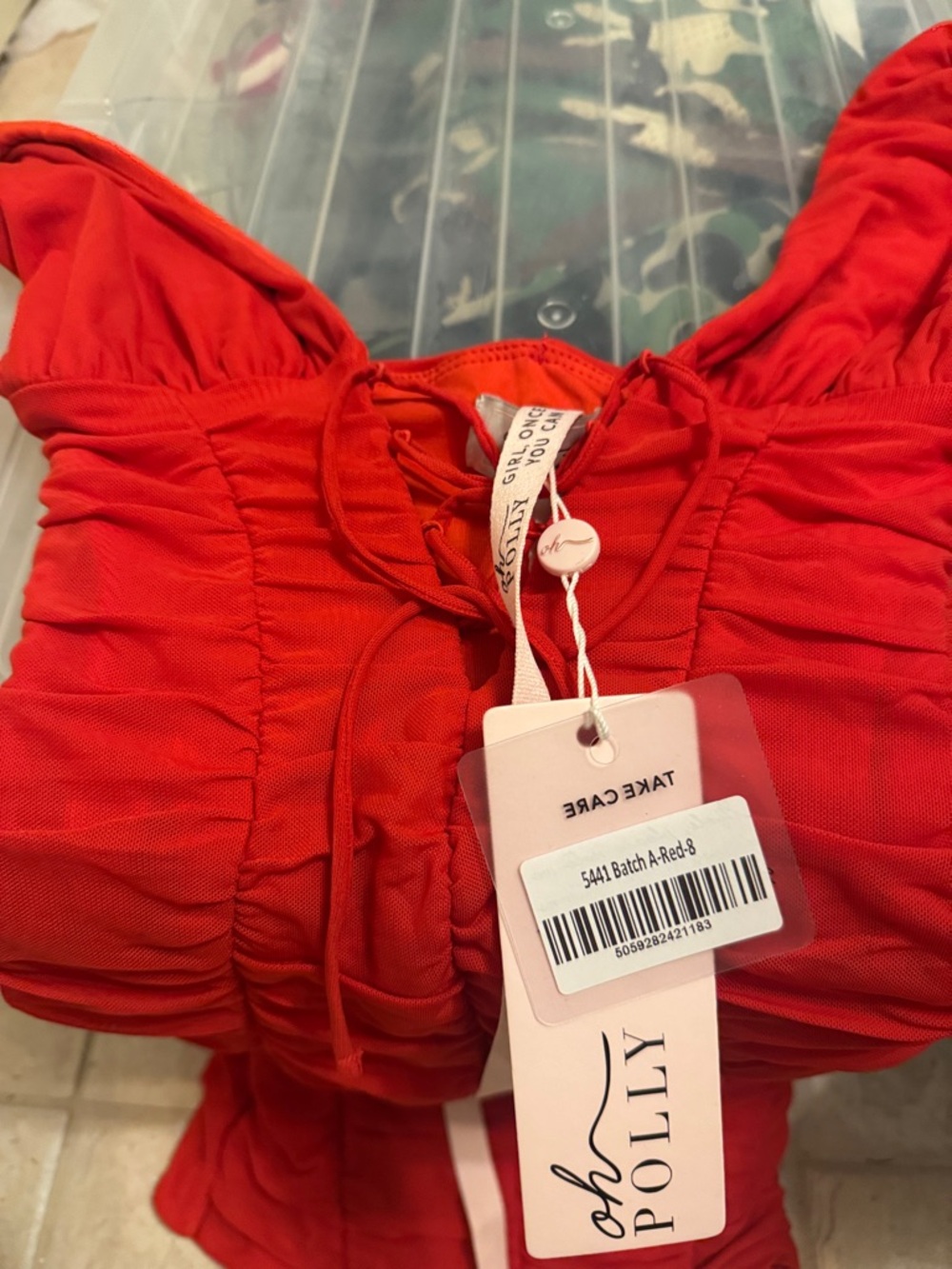 Oh Polly Red Ruched Mini Dress - Picture 2 of 3